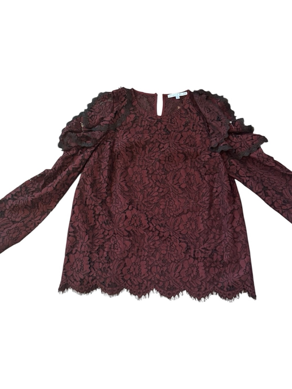 ANTONIO MELANI Burgundy Lace Long-Sleeve Blouse